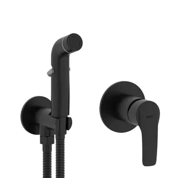 Встраиваемый смеситель с гигиеническим душем, черный матовый, Ray, IDDIS, RAYBLR2i08