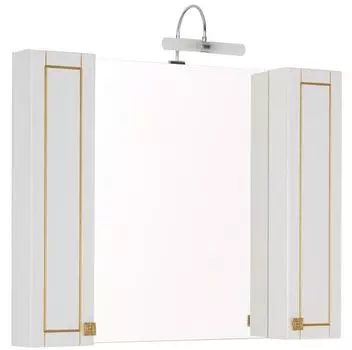 Зеркальный шкаф Aquanet Честер 105 белый, патина золото