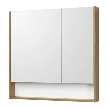 Зеркальный шкаф Aquaton Сканди 90 белый, дуб рустикальный 1A252302SDZ90