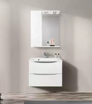 Зеркальный шкаф BelBagno Marino 60 х 75 см, с LED-подсветкой, Bianco Lucido - белый глянец