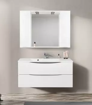 Зеркальный шкаф BelBagno Marino MARINO-SPC-1200/750-2A-BL-P, 120 х 75 см, с LED-подсветкой, Bianco Lucido - белый глянец