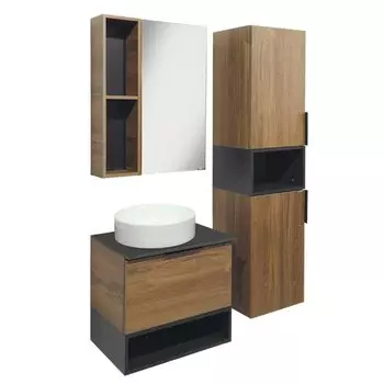 Зеркальный шкаф Comforty Штутгарт-60 дуб тёмно-коричневый 00004151036