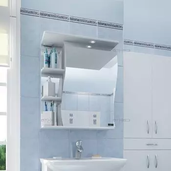 Зеркальный шкаф СаНта Волна 60 с подсветкой, левый