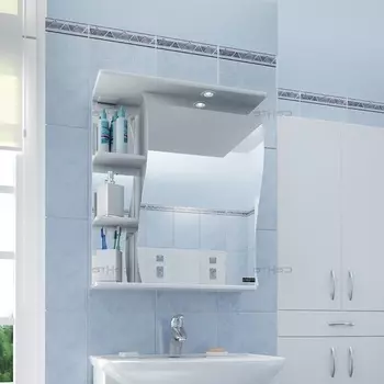 Зеркальный шкаф СаНта Волна 60 см 101016 белый с подсветкой