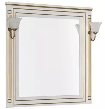 Зеркало Aquanet Паола 90 белый, патина золото
