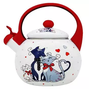 Чайник эмал. со свистком "Влюбленные коты "