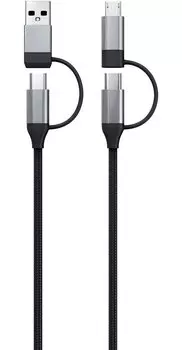 Дата-Кабель Red Line 4в1 (USB -Type-C, Type-C - Type-C, Micro-USB - Type-C, Micro-USB - USB), черный