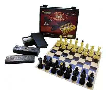Игра 3 в 1 (шашки, домино, шахматы)