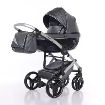JUNAMA FLUO LINE II JDFN-01 Коляска детская 2 в 1 (кожа серая/короб черный/рама серая)