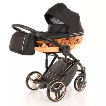 JUNAMA MIRROR JDMI-01 Коляска детская 2 в 1 (черный/короб медь)