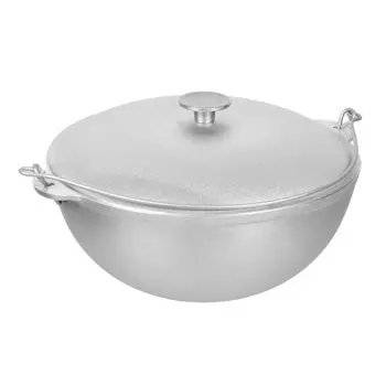 Казан алюминиевый литой с крышкой 6 л, азиатская чаша