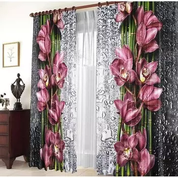 Комплект штор «Орхидея на стекле»