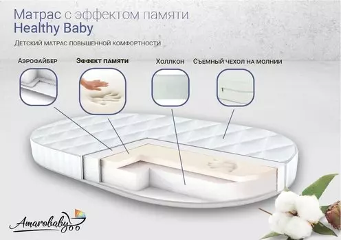 Матрас AmaroBaby с эффектом памяти Healthy Baby (овальный)