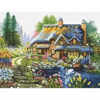 Набор для вышивания крестом «Домик у пруда»