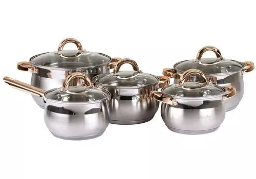 Набор кастрюль (16 см, 18 см, 20 см, 24 см) и соусник (16 см) с крышками