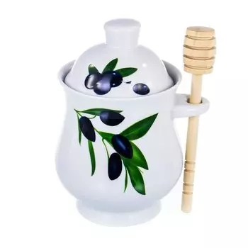 Набор посуды «Оливка». Баночка для меда с ложкой