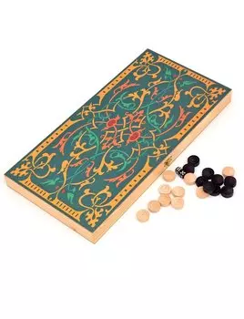 Нарды средние "Зеленый орнамент"