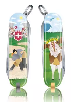 Нож перочинный Victorinox Classic LE2020 Swiss Wrestling (0.6223.L2009) 58мм 7функций зеленый/рисунок