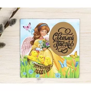 Пасхальный магнит со скретч-слоем «Ангел с цветами»