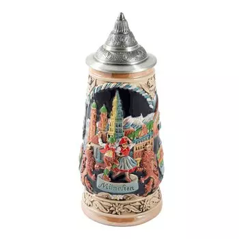 Пивная кружка коллекционная с крышкой "Бавария" 8*11*19см, 750мл