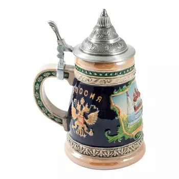 Пивная кружка коллекционная с крышкой "Россия" 15*12*19см, 500мл