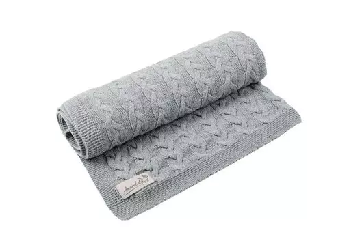 Плед детский вязаный Amarobaby Pure Love 105х75 Косичка серый