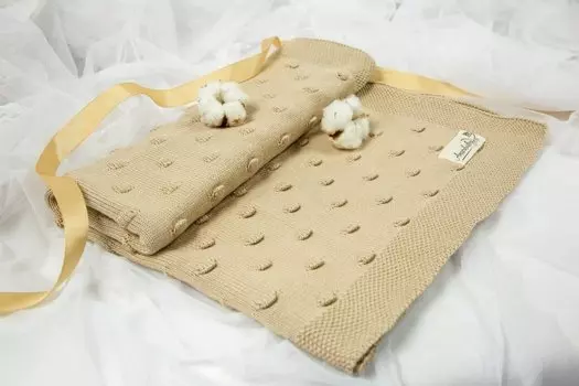 Плед детский вязаный Amarobaby Pure Love 105х75 Шишечки бежевый