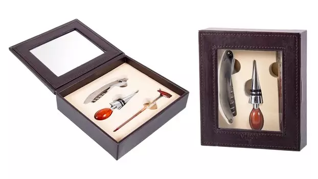 Подарочный набор сомелье "VIRON": пробка, штопор, термометр 17*15*5см