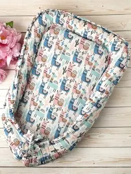 Подушка-Позиционер для сна AmaroBaby кокон-гнездышко, LITTLE BABY ЛАМЫ