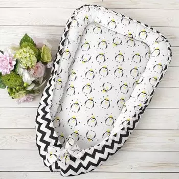 Подушка-Позиционер для сна AmaroBaby кокон-гнездышко, LITTLE BABY Пингвины