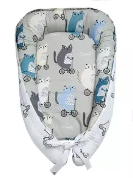 Подушка-позиционер для сна AmaroBaby кокон-гнездышко, LITTLE BABY Велосипедисты