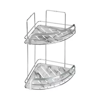 Полка для ванной комнаты угловая двойная, Marble
