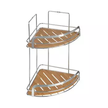 Полка для ванной комнаты угловая двойная, Wood