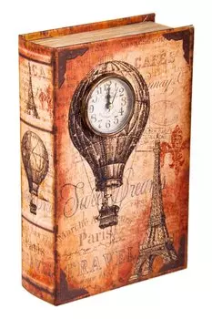 Шкатулка-фолиант с часами 18*7*27см