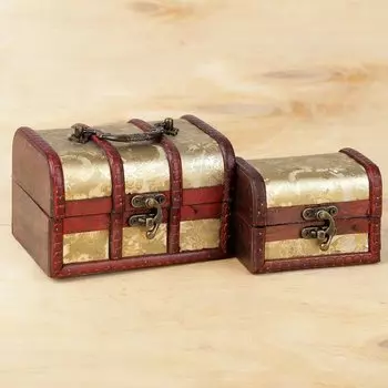 Шкатулка сундучок "Золотые цветы" набор 2 шт