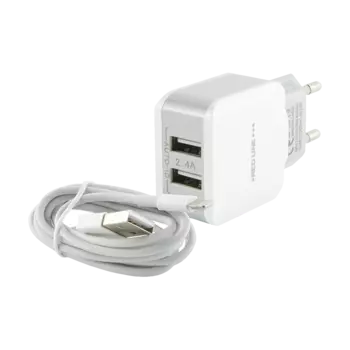СЗУ Red Line 2 USB (модель NC-2.4A), 2.4A + кабель 8pin для Apple, белый
