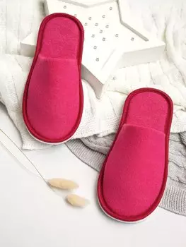 Тапочки женские Махра AMARO HOME Закрытый нос (Малиновый)