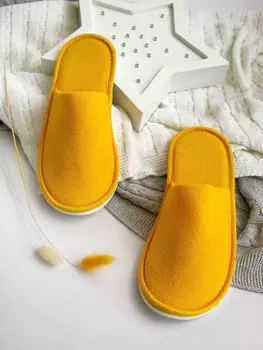 Тапочки женские Махра AMARO HOME Закрытый нос (Желтый)