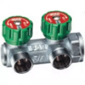 Хромированный регулирующий концевой коллектор MULTIFAR (ВР) с 2 отводами (МР) 3/4", Far, артикул FK 3826 C34