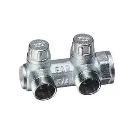 Хромированный запорный концевой коллектор MULTIFAR (ВР) с 2 отводами (МР) 3/4", Far, артикул FK 3876 C34