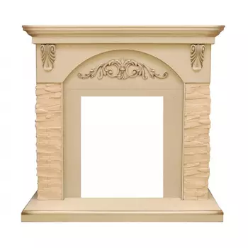 Каменный портал Dimplex Bern 975х1000х345 - Алебастр темная патина/Сланец бежевый