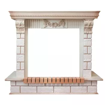 Каменный портал Dimplex Pierre Luxe Император 1235х1425х535 - Слоновая кость с патиной/Шампань