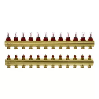 Коллекторы Danfoss FHF-12F для 12 контуров, с преднастройкой и расходомерами