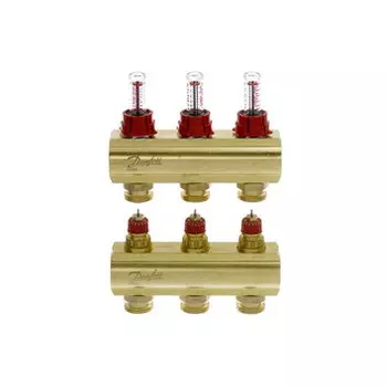Коллекторы Danfoss FHF-3F для 3 контуров, с преднастройкой и расходомерами
