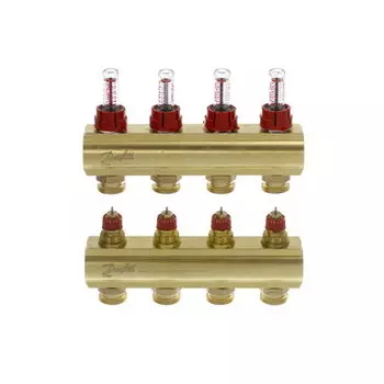 Коллекторы Danfoss FHF-4F для 4 контуров, с преднастройкой и расходомерами