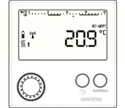 Комнатный контроллер Oventrop „R-Tronic RTF B“ с двусторонней радиосвязью, датчиком влажности, питание от батараеек 1150681