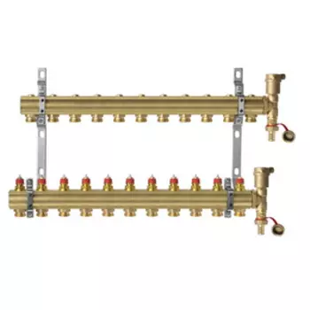 Комплект коллекторов Danfoss FHF-11 set с кронштейнами и воздухоотводчиками, 11 контуров