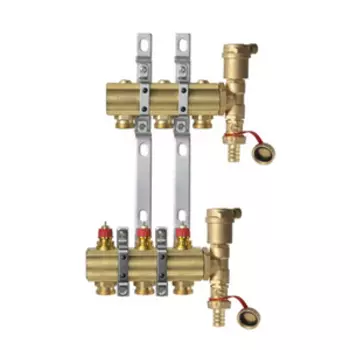 Комплект коллекторов Danfoss FHF-3 set с кронштейнами и воздухоотводчиками, 3 контура