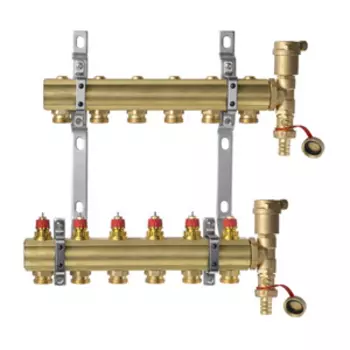 Комплект коллекторов Danfoss FHF-6 set с кронштейнами и воздухоотводчиками, 6 контуров