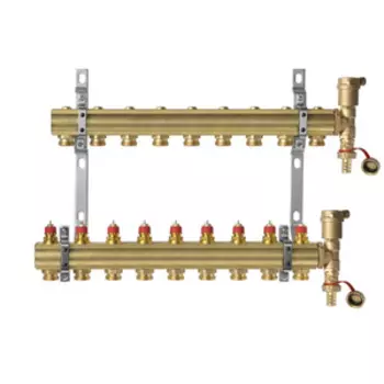 Комплект коллекторов Danfoss FHF-9 set с кронштейнами и воздухоотводчиками, 9 контуров
